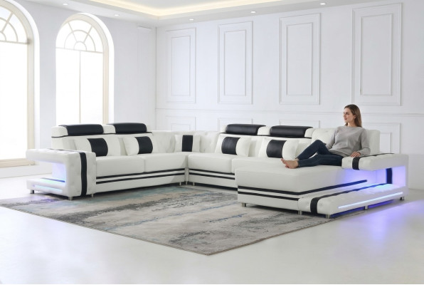 Ecksofa Sofa U Form Couch Polster Designer Leder Big Ledersofa Wohnlandschaft Stūra dīvāns Dīvāns U formas Dīvāns Polster Dizainera Ādas Lielais Ādas dīvāns Dzīvojamā zona