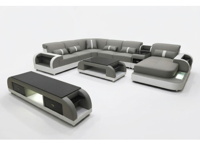 Stūra dīvāns dīvāns dīvāns led komplekts māja dīvāns polster komplekts usb apgaismojums