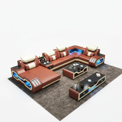 Neparasts dzīvojamo platību stūra dīvāns ar polsterētām divām daļām, dīvāns, sofa, USB-ledusskapis.