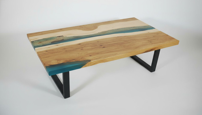 Dīvāna galds River Table epoksīda smilškoks masīvi galdi 120x70 upes galds reāla koka