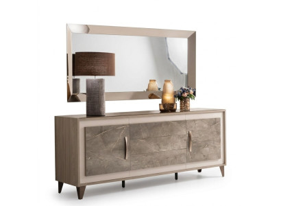 Ēdamistabas galds komoda skapis spogulis 2 daļas koka mēbeles Sideboard arredoclassic