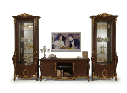 Dzīvojamā siena Baroka stila dzīvojamajā istabā Vitrīna Sideboard rtv Regāls Dzīvojamās sienas Skapis