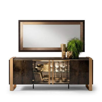 Kumode Sideboard Kumodes Sidebordi Dzīvojamā istaba Baroks Kredence Spogulis Jauns