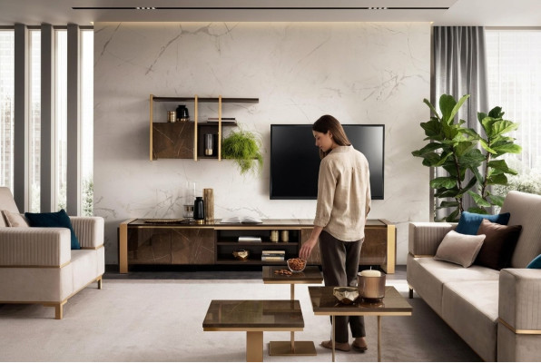 Regale Wohnwand rtv tv Sideboard Vitrinen Schrank Wohnzimmer Regal arredoclassic -> Plaukti sienas skapīs rtv tv sānu skapis izstāžu skapī darbistabas plaukts arredoclassic