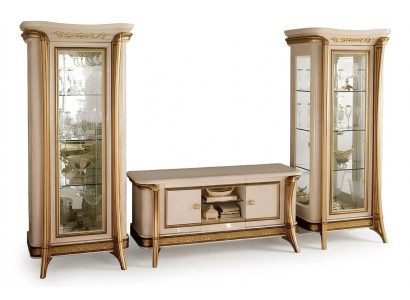 Dzīvojamā istaba Sideboard 2x Vitraža 3 daļas Dzīvojamās sienas mēbeles arredoclassic Set dizains