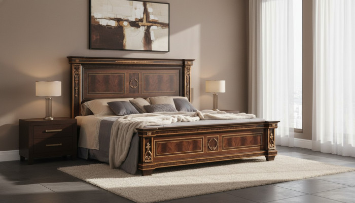 Guļamistabas viesnīca Gultas Divvietīgā gulta Dizaina koksne 180x200cm Mēbeles arredoclassic