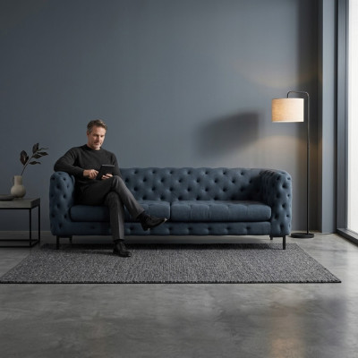 Pelnbaltā Modernā 3-vietīgā Chesterfield dzīvojamā istaba Eleganta dīvāns