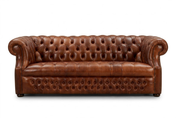 Brūnais Chesterfield 3-vietīgs dizainera dīvāns Stilīga sofa