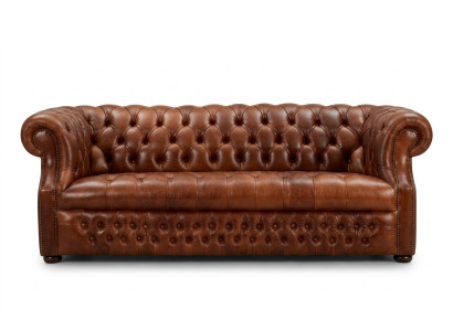 Brūnais Chesterfield 3-vietīgs dizainera dīvāns Stilīga sofa