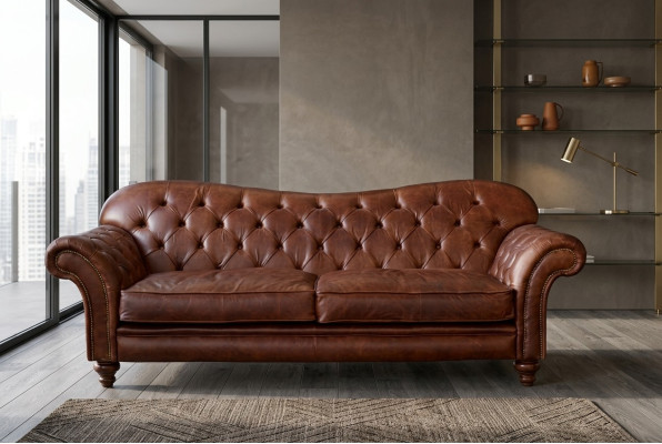 Luksusa "Chesterfield" dzīvojamā istaba Dīvāns Brūns Soļi Polster Tekstils Dīvāni Jauni