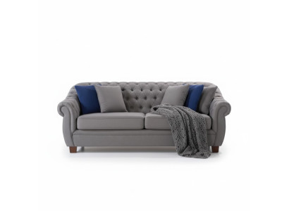 Chesterfield stoff polster trīsvietīgs dzīvojamās istabas dīvāns tekstilmateriāla dizainā