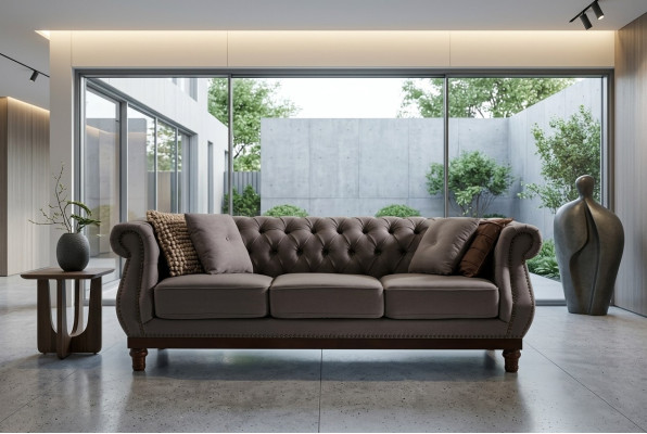 Pelnbaltā Chesterfield stila dīvāna dīvāns apsēdēs auduma dīvāns dizainera 3-vietīgs.