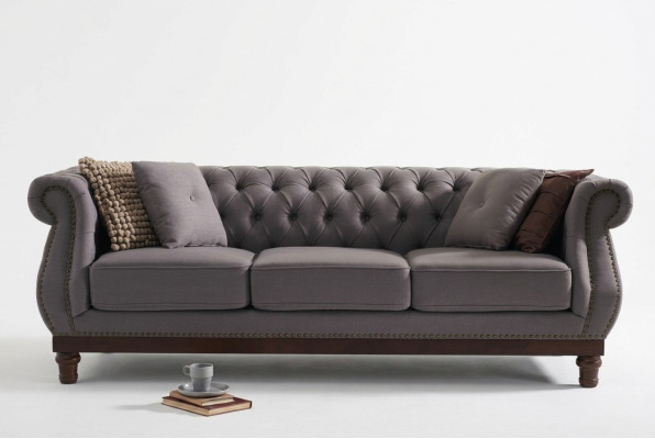 Pelnbaltā Chesterfield stila dīvāna dīvāns apsēdēs auduma dīvāns dizainera 3-vietīgs.