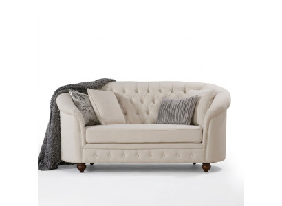 Klasiskais tekstila dīvāns - beige Chesterfield auduma divvieta sofa Jauns jvmoebel ®