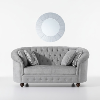 jvmoebel ® - lauku māju dizaina dīvāns - Chesterfield tekstila sofa pelēka audums jauna