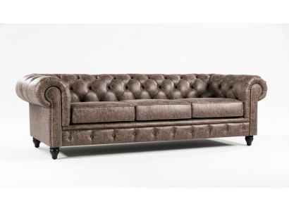 Mens Kluba Chesterfield dīvāns dīvāns Ādas Polster Dreisitzer Brunš NEW