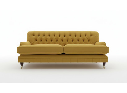Dzeltenā Chesterfield auduma pārvalkts trīsvietīgs dzīvojamā istaba dīvāns dizains
