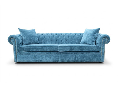 Klasiskā viesistaba dīvāns - Zila Chesterfield auduma gulta 3 sēdvietu jvmoebel ®