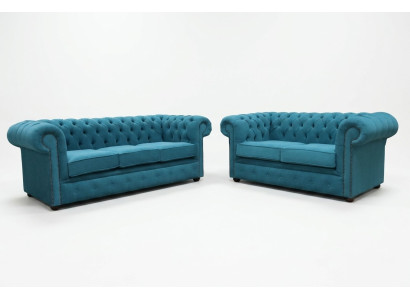 Sofas komplekts 3+2 vietu Klasiskais luksusa dīvāns Chesterfield audums āda