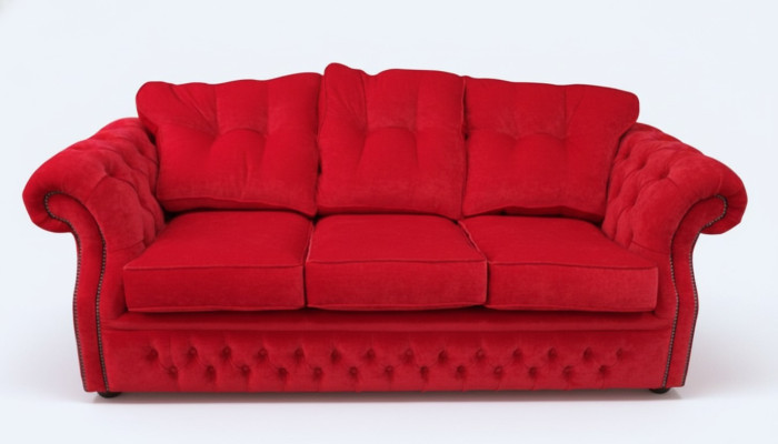Sarkano Chesterfield auduma pārklājumu trīs vietu dzīvojamā istaba dīvāns dizains