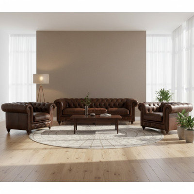 Sofasēžu komplekts 3+1 Sēdvietas Dīvāns Polster Sēdejvieta Chesterfield Dīvāns Tekstils Āda Jauns