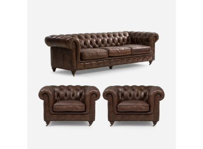 Sofasēžu komplekts 3+1 Sēdvietas Dīvāns Polster Sēdejvieta Chesterfield Dīvāns Tekstils Āda Jauns