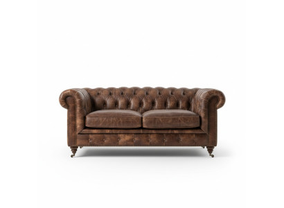 Brūns Chesterfield Menas kluba dīvāns Dīvāns ādas apdare Trīsvietīgs