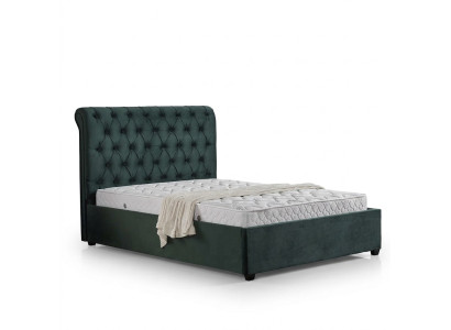 Mūsdienīga zaļa Chesterfield divguļamā gulta, dizaina luksusa gultas.