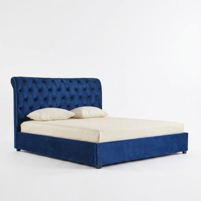 Zilais Chesterfield divguļamais gulta guļamistabas luksusa mēbeles polsterēti gultu.