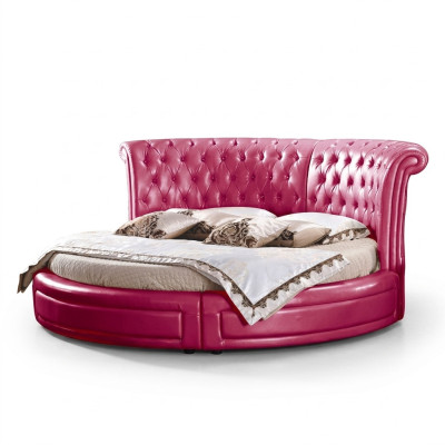 Apļveida klasiskā gulta Chesterfield gultas čehi Runda gultas ādasēdži
