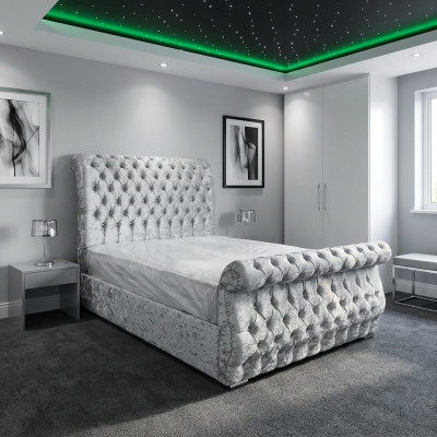 Samta Velvet Chesterfield dizaina gulta Klasiska gultas korpuss auduma gultas Jauns