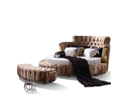 Apļveida gulta Chesterfield dizainera apļveida gultas guļamistabā tekstils āda