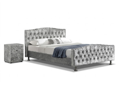 Polster Chesterfield pelēks luksusa divguļamais gultas guļamistabas dizainera gultas