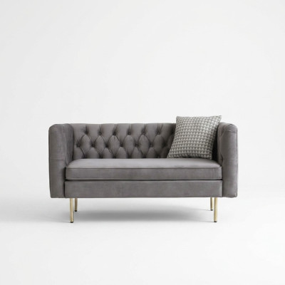 Angļu stila mēbeles Chesterfield divguļamais dīvāns rozā, tirkīza, dzeltenā un zilā krāsā.