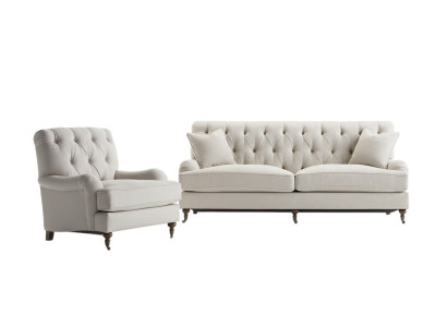 Chesterfield luksusa dīvāns ar auduma pārklājumu, 3+1 vietas.