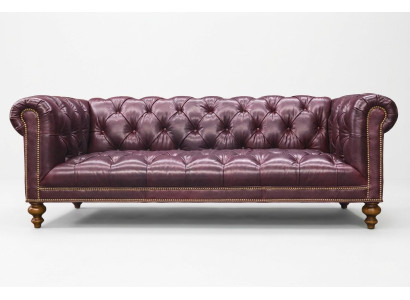 Brunais Chesterfield 3 vietu dīvāns no ādas mēbeles