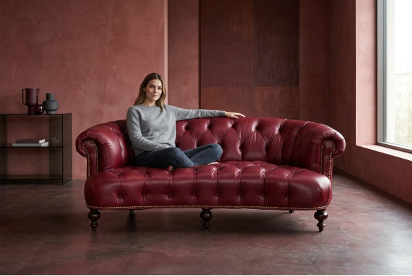 Dizainera Chesterfield trīsvietīgā dīvāns Rozā krāsā Sofa Luxus dizains.