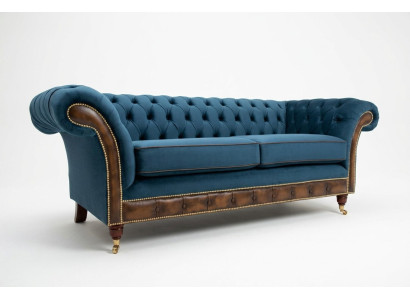Zils Chesterfield auduma dīvāns Dīvāns dīvāns Dīvāni Sofa Sēdeklis Dīvāni Polsteris Tekstils Jauns