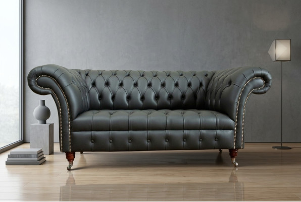 Chesterfield divvietīgā dīvāna ādas dīvāns dīvāns polster sedi gredzens divvietīgs jauns