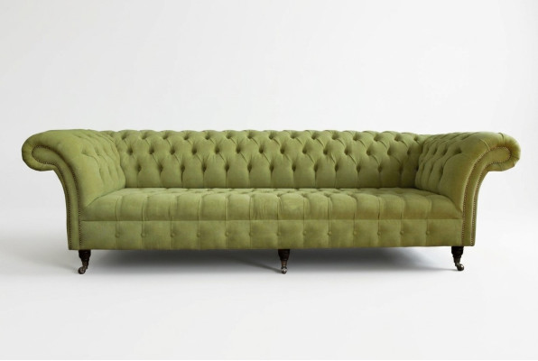 Klasiska Chesterfield dīvāna 4-vietīga dīvāna, dīvāns, ādas, zaļais dizains, apdare