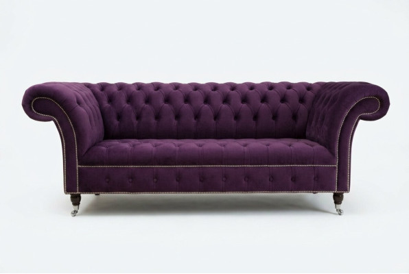 Chesterfield Original Dīvāns Dīvāns Tekstils Dīvāni Audums Lila 225cm Dīvāni