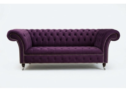 Chesterfield Original Dīvāns Dīvāns Tekstils Dīvāni Audums Lila 225cm Dīvāni