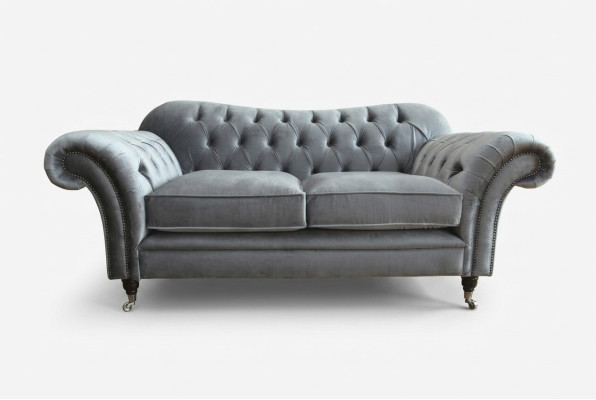 Chesterfield Original dīvāns auduma dīvāns stoff pelēks 200 cm dīvāns