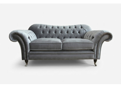 Chesterfield Original dīvāns auduma dīvāns stoff pelēks 200 cm dīvāns