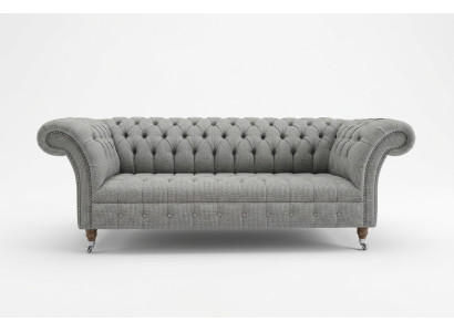 Dzīvojamā istaba Chesterfield dīvāns dizaina auduma 3-vietīgi pelēki dīvāni