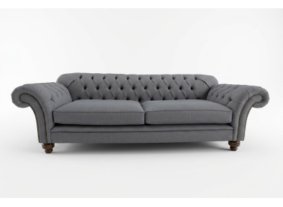 Mūsdienīga Chesterfield dīvāna 4-vietīga spanos samta ādas dizaina pelēka dīvāna.