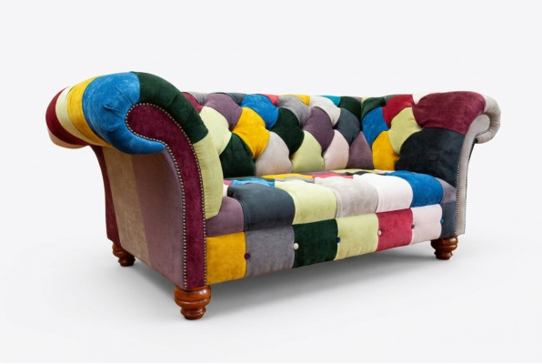 Moderns dizains Krāsains Chesterfield 2-vietīgs dīvāns Tekstils Dīvāns Peldētājs dizains
