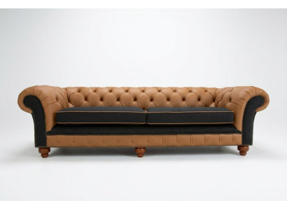 Brūnais Chesterfield dīvāns 4 vietas dīvāns dīvāna terciālās ādas dizains