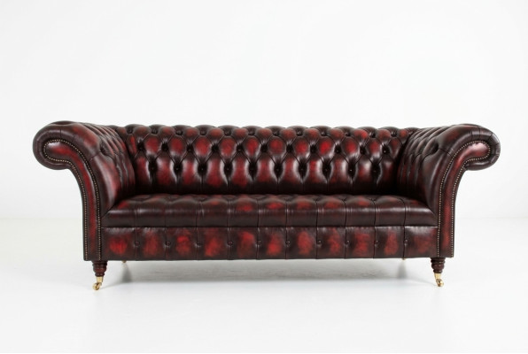 Bordo Chesterfield divdzimums Luxus dzīvojamā istaba 3-vietīgais dīvāns