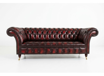 Bordo Chesterfield divdzimums Luxus dzīvojamā istaba 3-vietīgais dīvāns